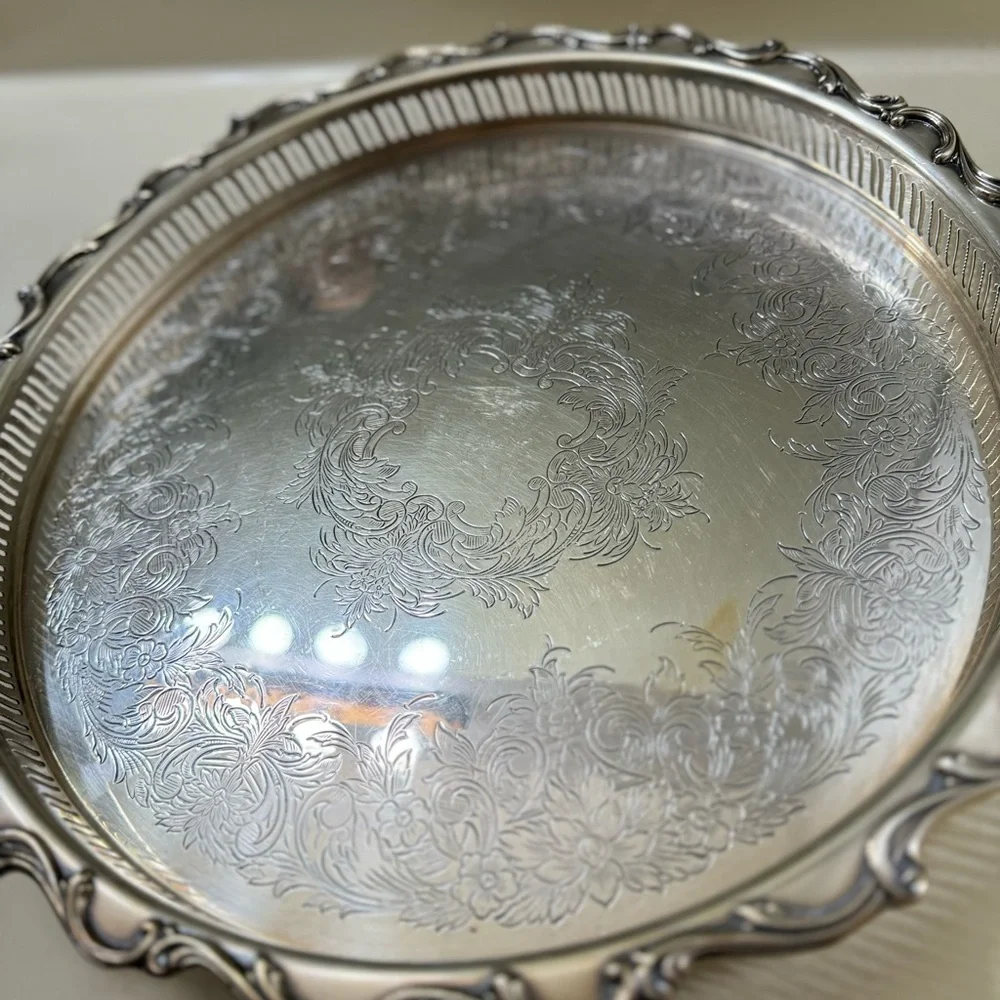 Vintage antique Joanne Silverplate Hollowware webster wilcox tray plate serving
